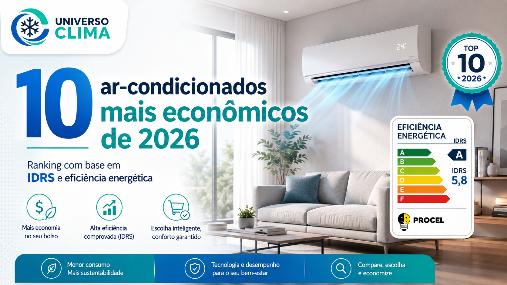 Imagem da publicação: Os 10 ar-condicionados mais econômicos de 2026
