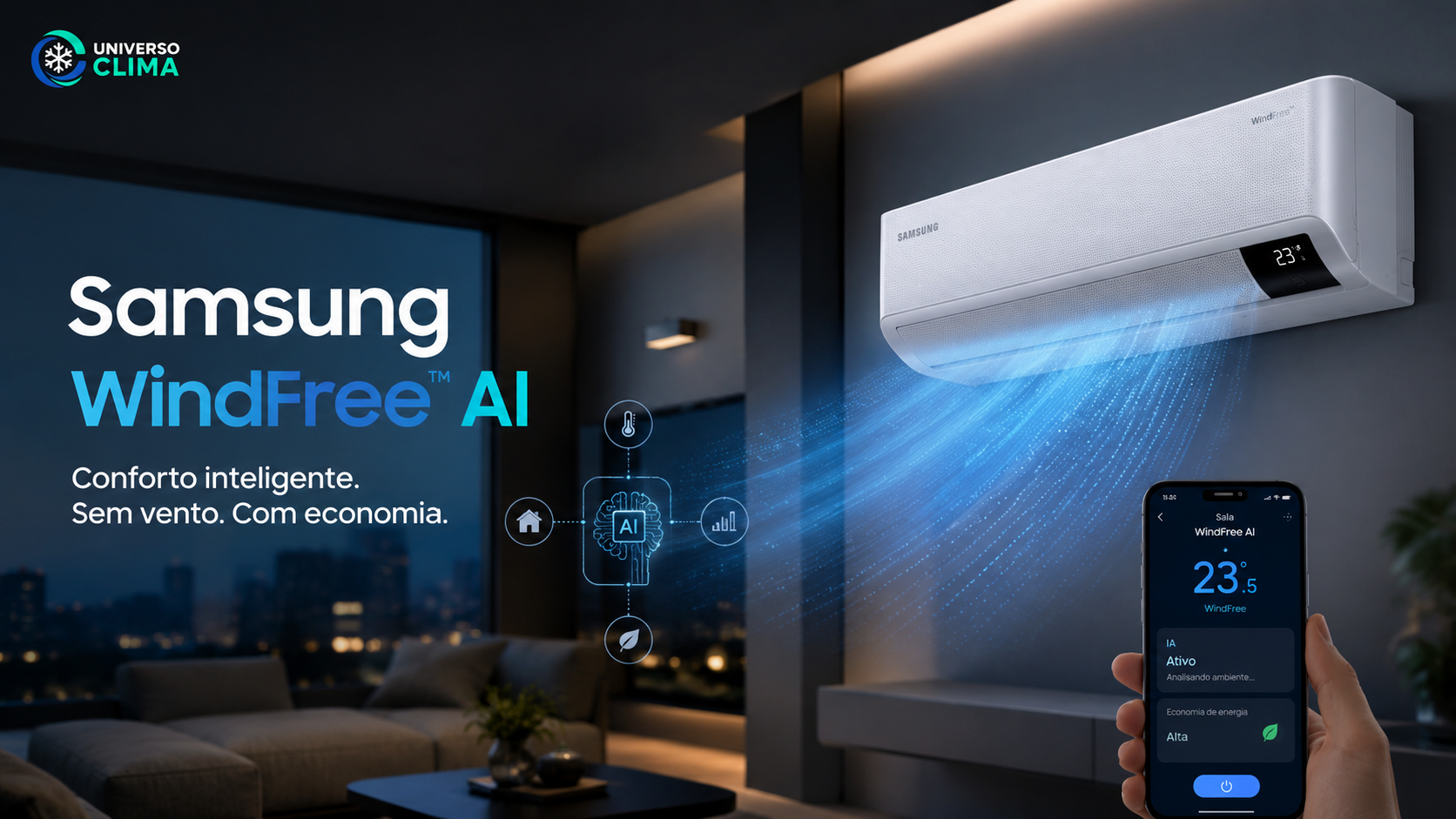 Imagem da publicação: Samsung WindFree AI chega ao Brasil com foco em conforto, economia e inteligência artificial