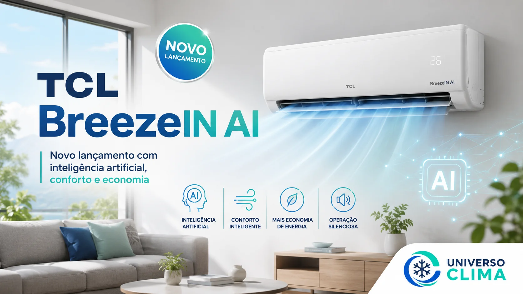 Imagem da publicação: TCL BreezeIN AI: novo ar-condicionado aposta em inteligência artificial, conforto e economia