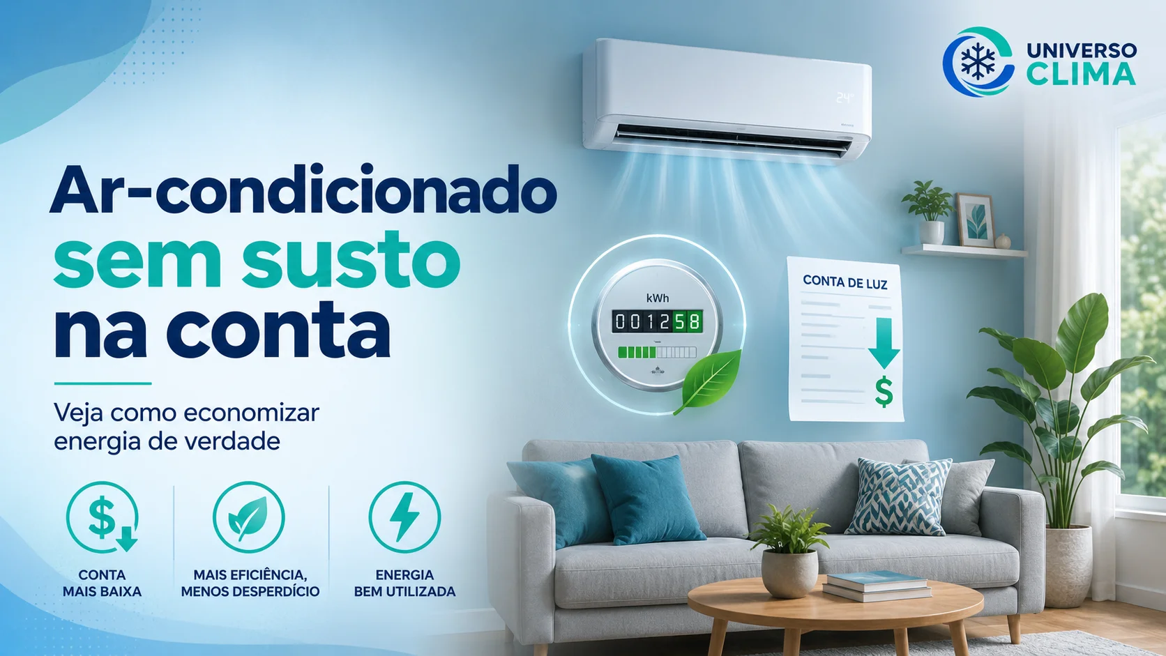 Imagem da publicação: Ar-condicionado sem susto na conta: veja como economizar energia de verdade