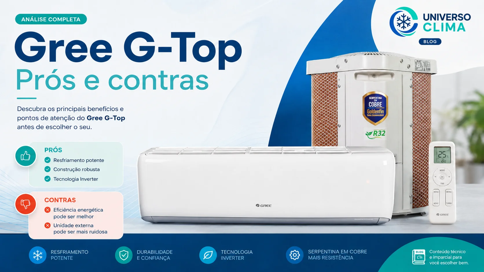 Imagem da publicação: Gree G-Top Auto Inverter: prós e contras antes de comprar