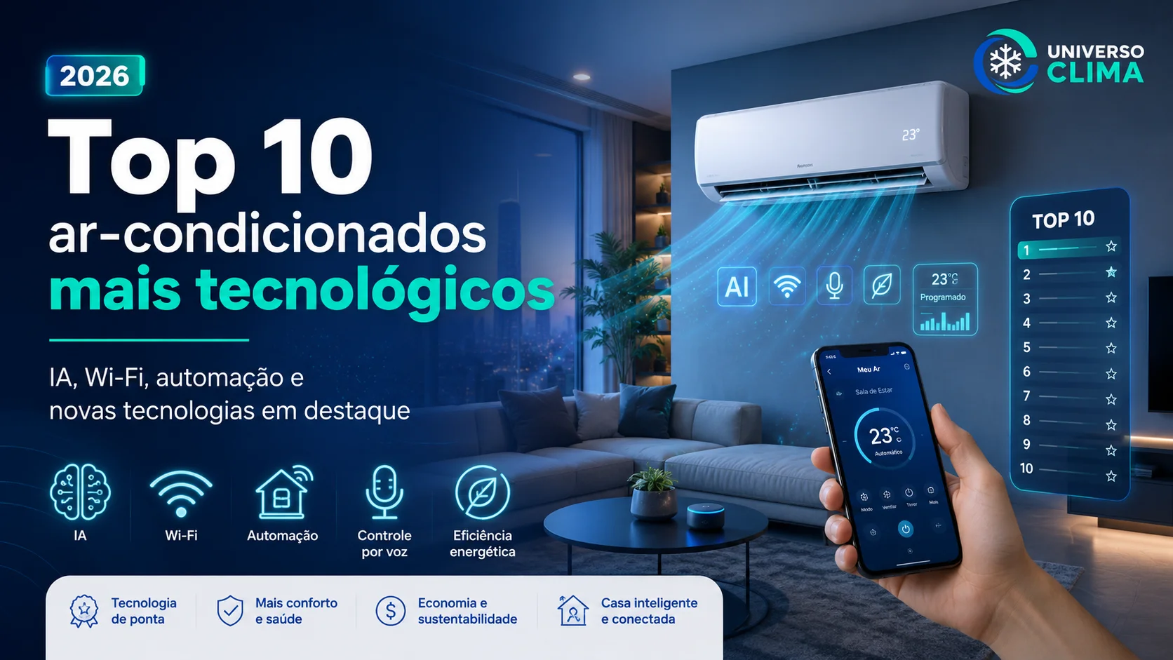 Imagem da publicação: Top 10 ar-condicionados mais tecnológicos para ficar de olho em 2026
