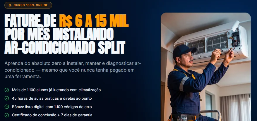 Capa do curso Instalação de ar-condicionado split